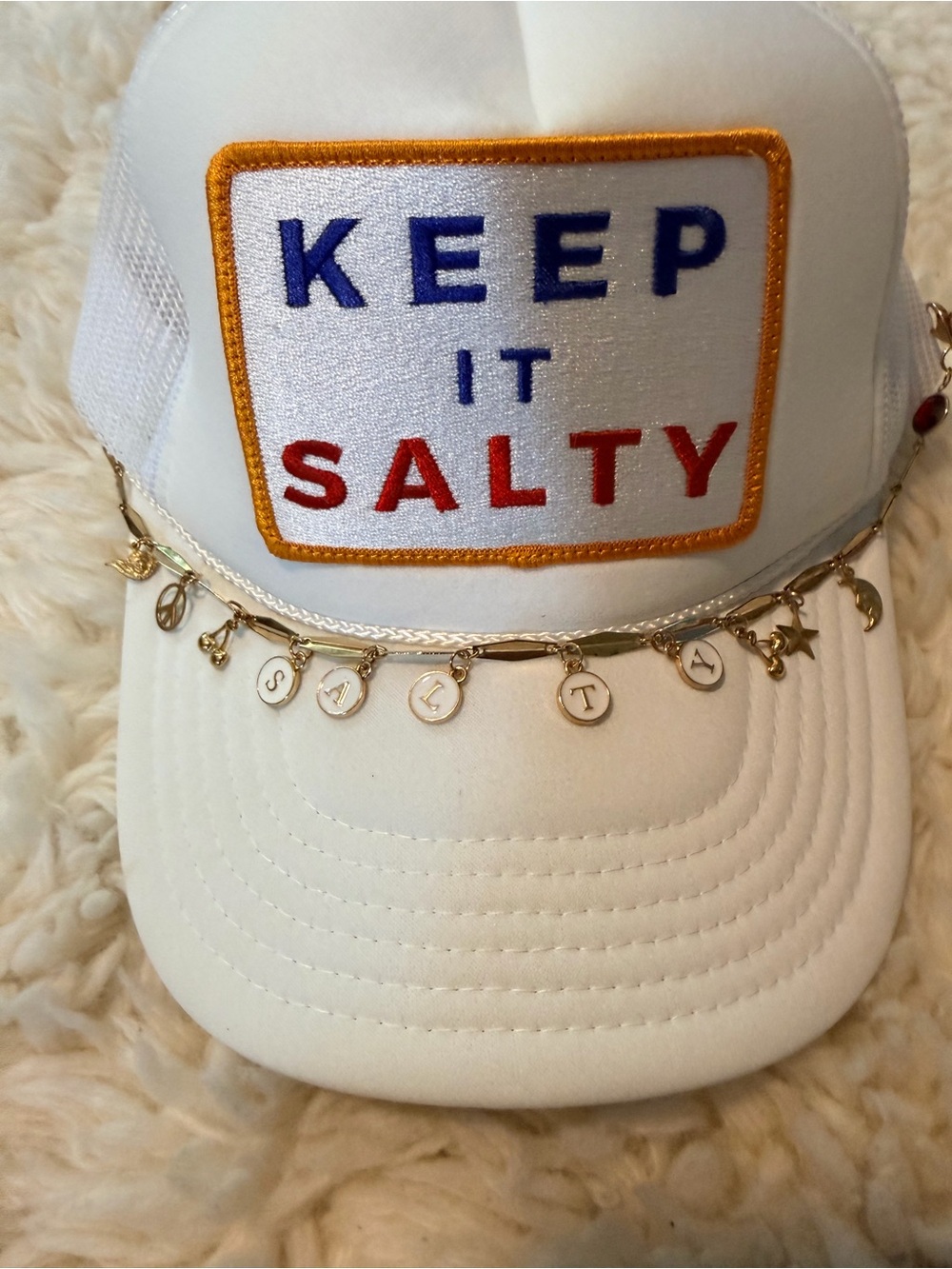 White 'Keep It Salty' Embroidered Trucker Hat - Picture 3 of 6